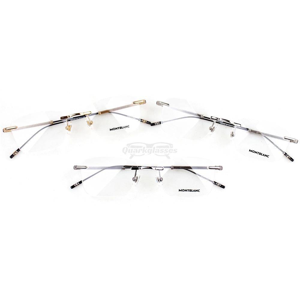 Montblanc Snowcap Emblem Vintage Metal Rimless Eyeglasses MB0038 (1)