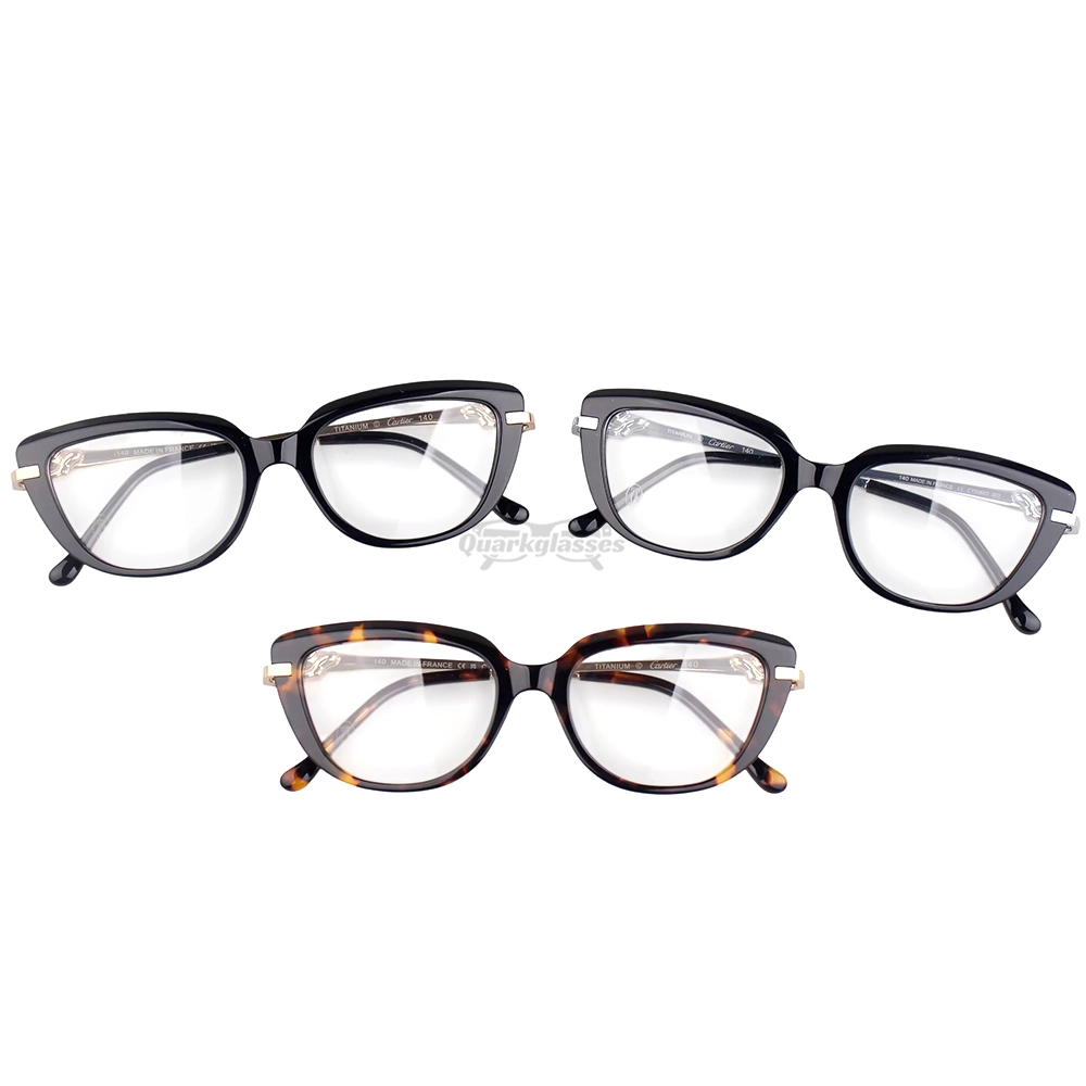 Cartier PANTHèRE Cateye Design Acetate Titanium Rimless Eyeglasses CT0282O (1)