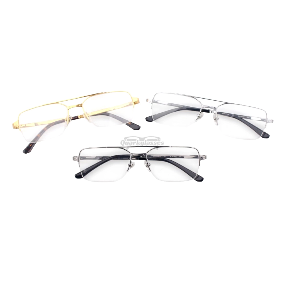 Cartier Santos De Double Bridge Titanium Half Frame Eyeglasses CT0308O (1)