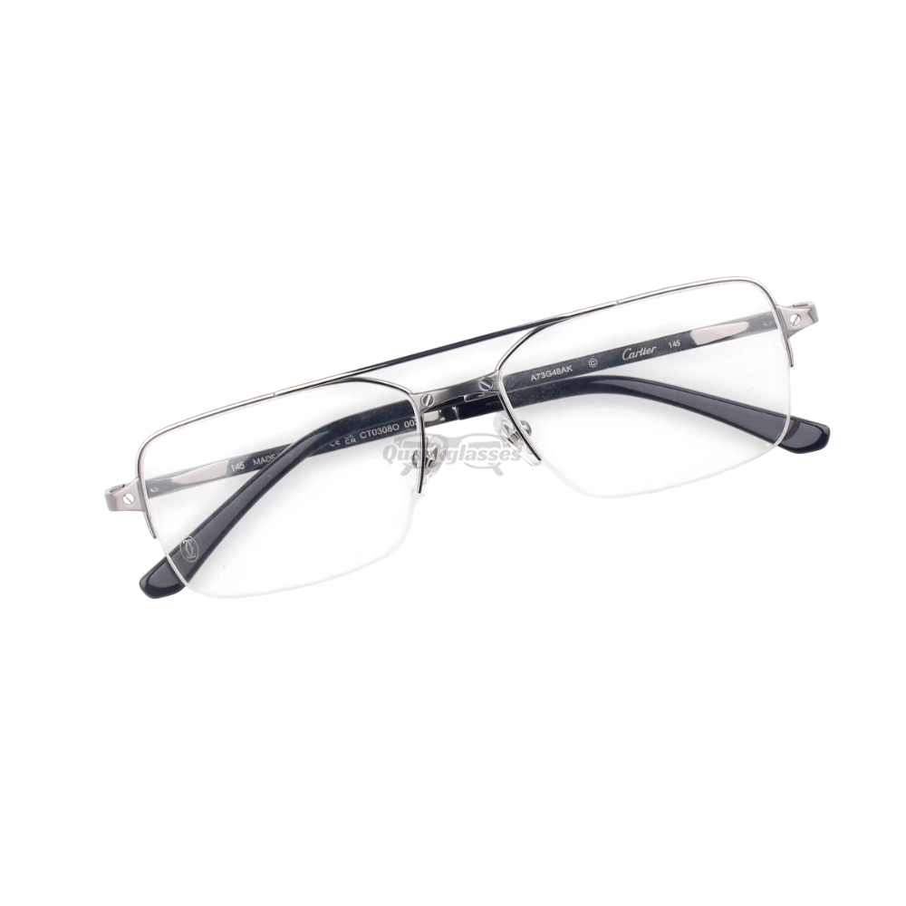 Cartier Santos De Double Bridge Titanium Half Frame Eyeglasses CT0308O (9)