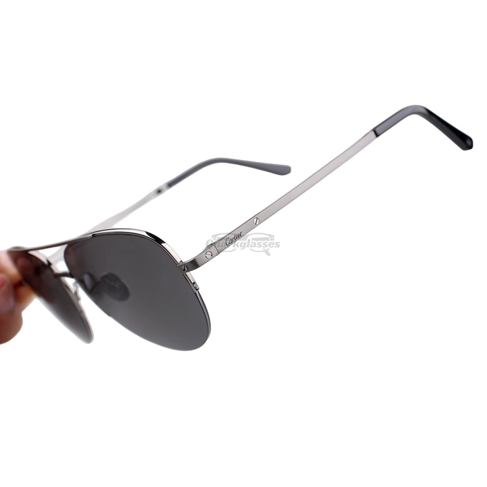 Cartier Santos De Titanium Pilot Double Bridge Half Frame Sunglasses CT0256O (13)