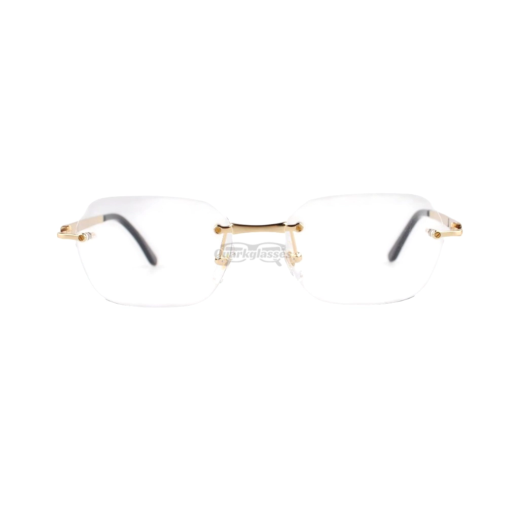 Cartier Santos De Wide Rectangle Titanium Rimless Eyeglasses CT0407O (10)