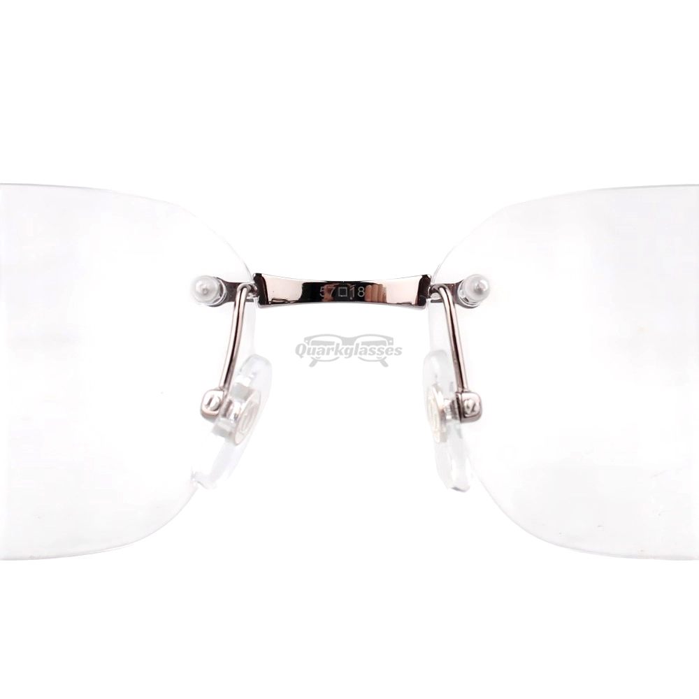 Cartier Santos De Wide Rectangle Titanium Rimless Eyeglasses CT0407O (2)