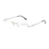 Cartier Santos De Wide Rectangle Titanium Rimless Eyeglasses CT0407O (6)