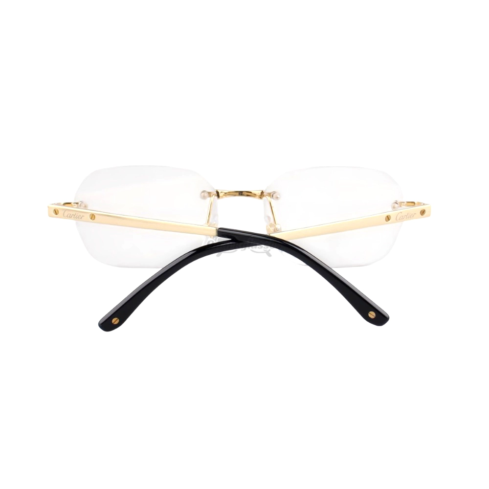 Cartier Santos De Wide Rectangle Titanium Rimless Eyeglasses CT0407O (7)