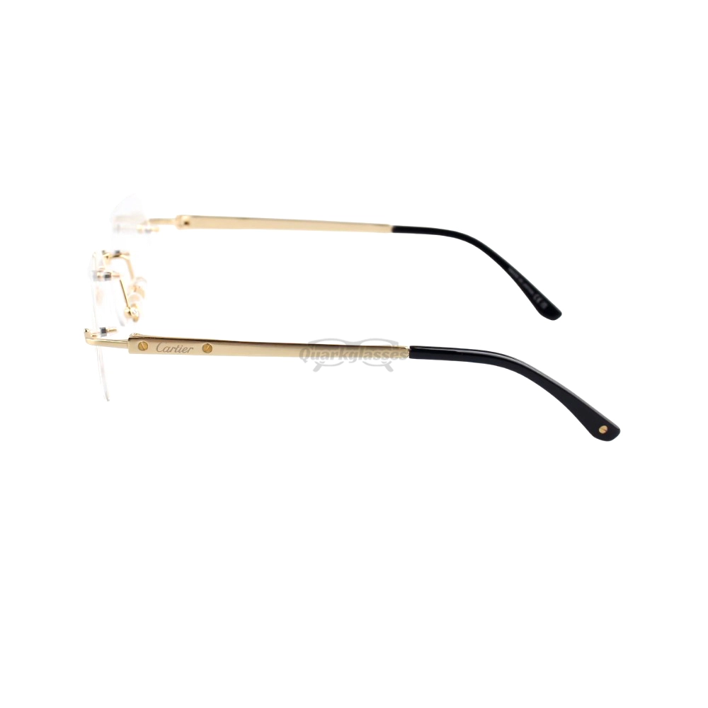 Cartier Santos De Wide Rectangle Titanium Rimless Eyeglasses CT0407O (8)