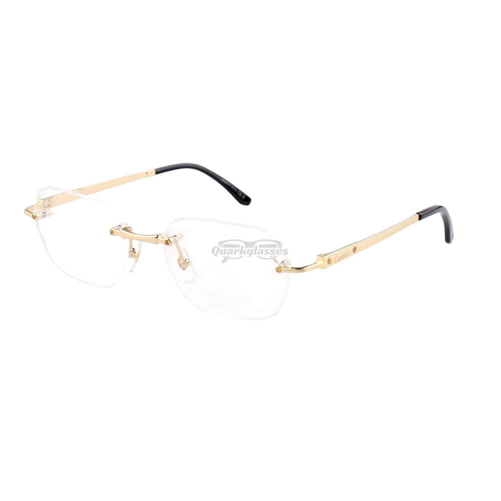 Cartier Santos De Wide Rectangle Titanium Rimless Eyeglasses CT0407O (9)