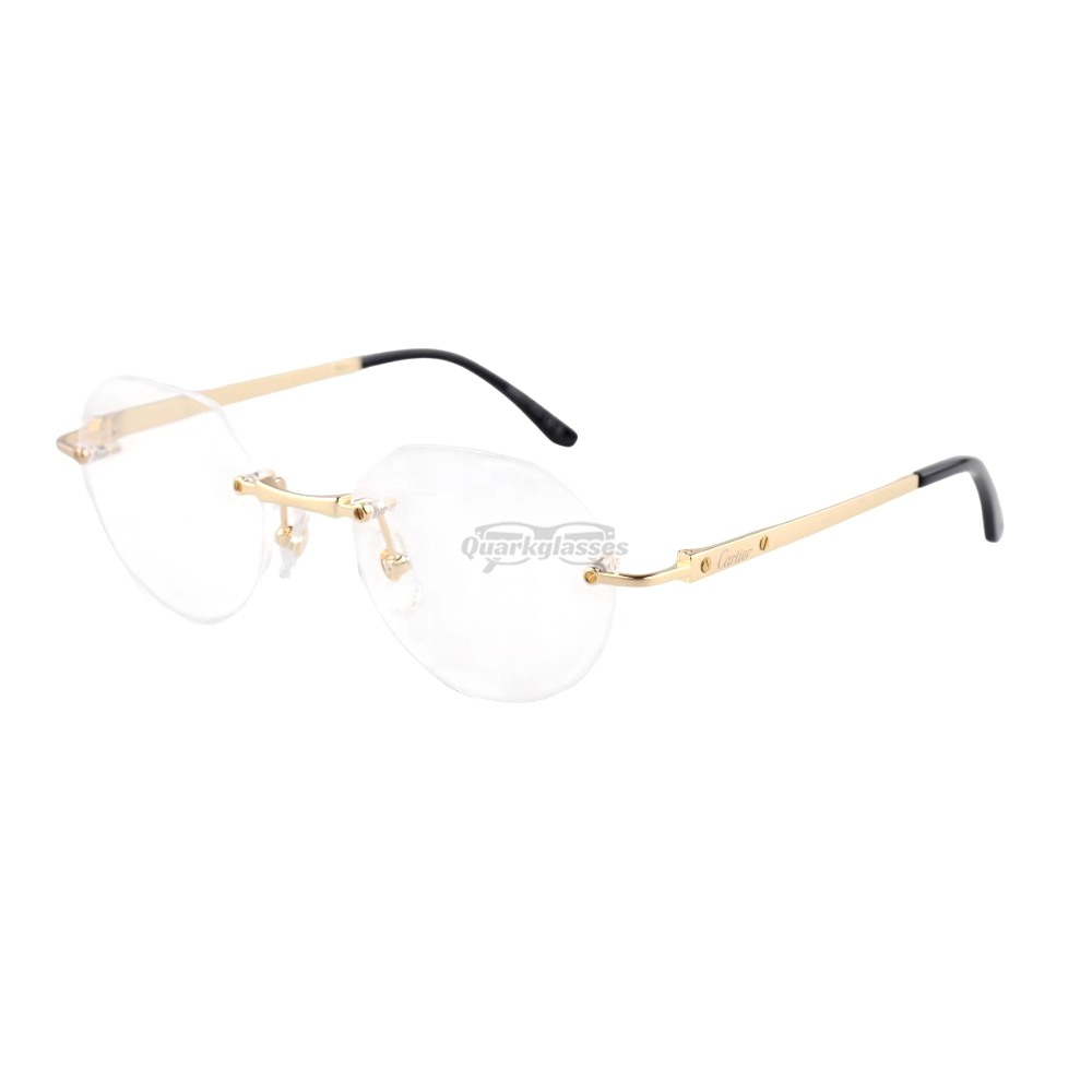 Cartier Santos De Wide Rectangle Titanium Rimless Eyeglasses CT0408O (10)