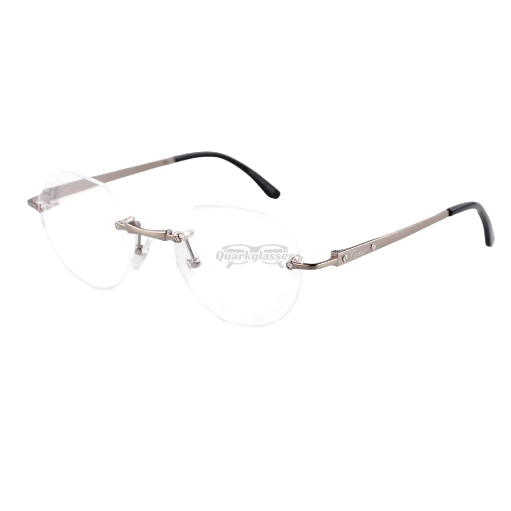 Cartier Santos De Wide Rectangle Titanium Rimless Eyeglasses CT0408O (3)
