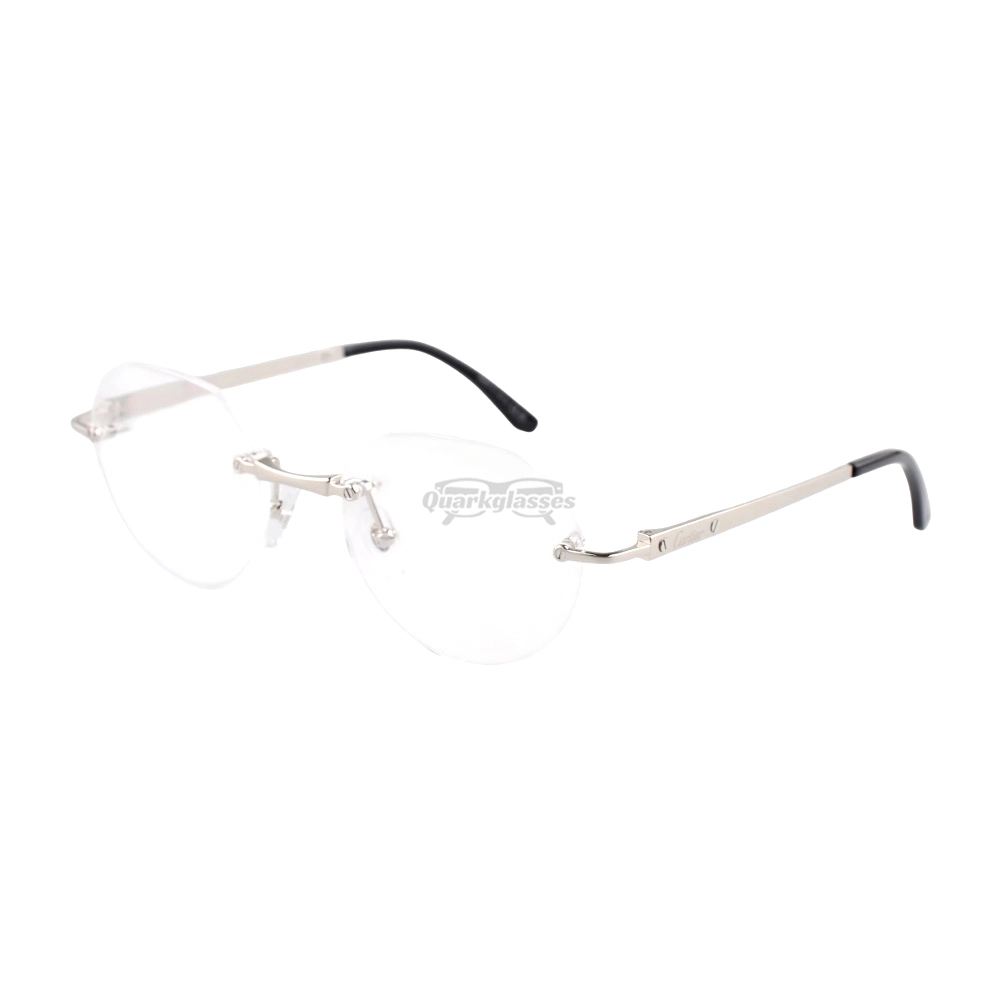 Cartier Santos De Wide Rectangle Titanium Rimless Eyeglasses CT0408O (5)