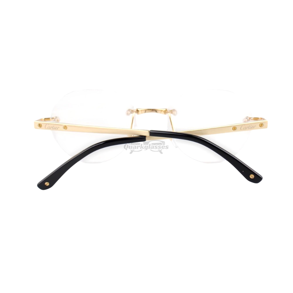 Cartier Santos De Wide Rectangle Titanium Rimless Eyeglasses CT0408O (8)