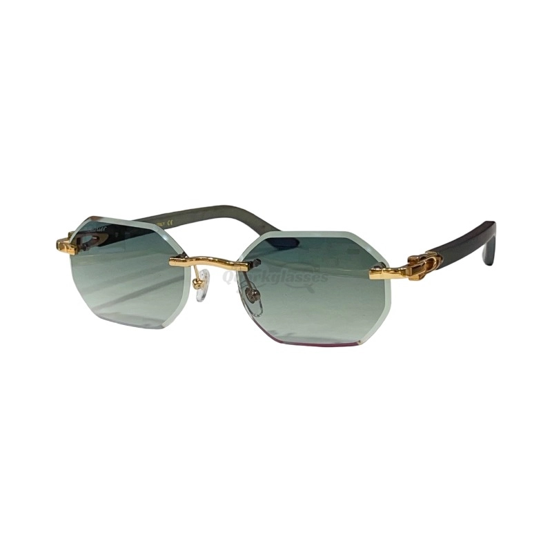 Cartier C Decor Cut Lenses Wooden Rimless Sunglasses CT0439S (1)