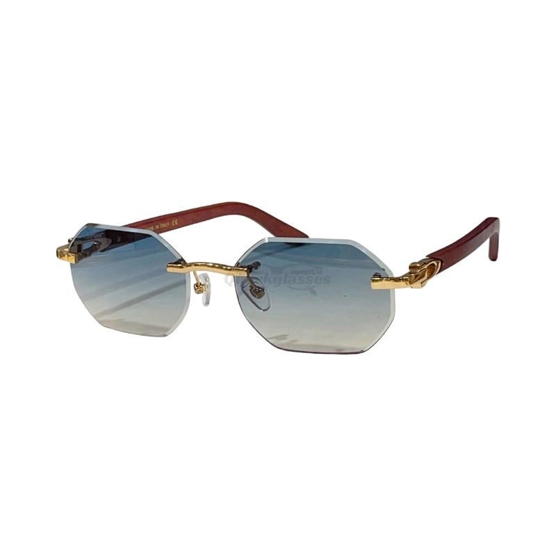 Cartier C Decor Cut Lenses Wooden Rimless Sunglasses CT0439S (6)