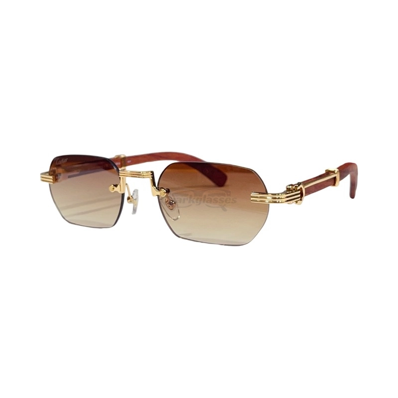 Cartier Première De Wooden Rimless Sunglasses CT0362s (1)